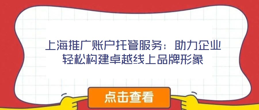 上海推廣賬戶托管服務:助力企業(yè)輕松構建卓越線上品牌形象