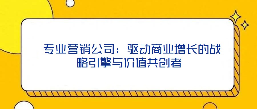專業營銷公司:驅動商業增長的戰略引擎與價值共創者