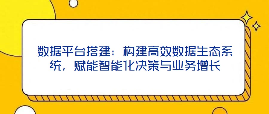 數據平臺搭建:構建高效數據生態系統,賦能智能化決策與業務增長